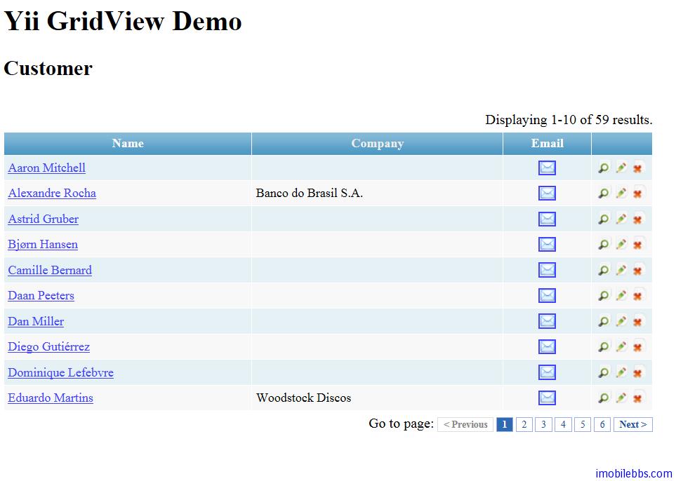 Yii Framework 开发教程(32) Zii组件-GridView示例